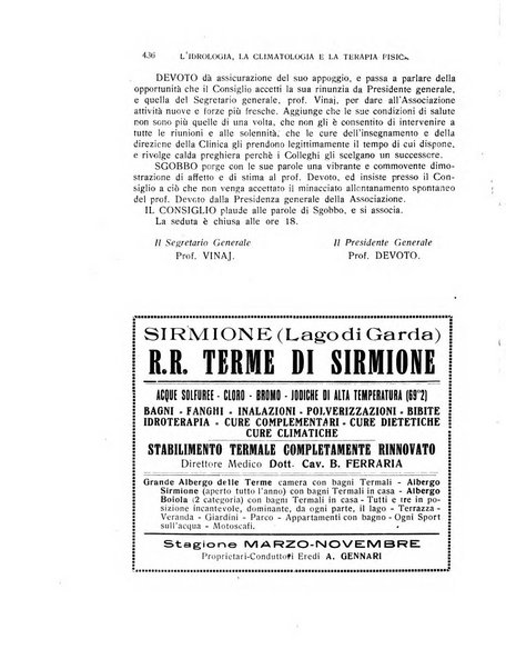 Rivista di idrologia, climatologia e terapia fisica periodico mensile dell'Associazione medica italiana di idrologia, climatologia e terapia fisica