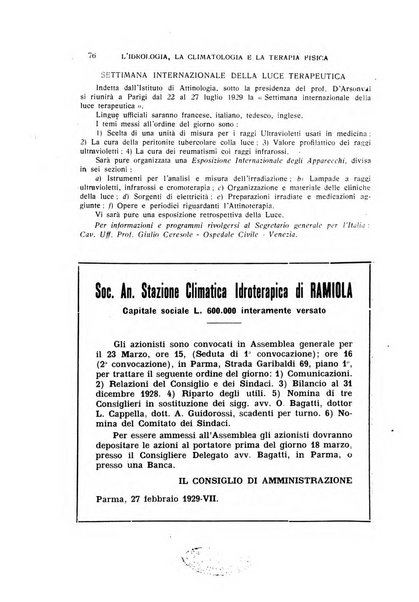 Rivista di idrologia, climatologia e terapia fisica periodico mensile dell'Associazione medica italiana di idrologia, climatologia e terapia fisica