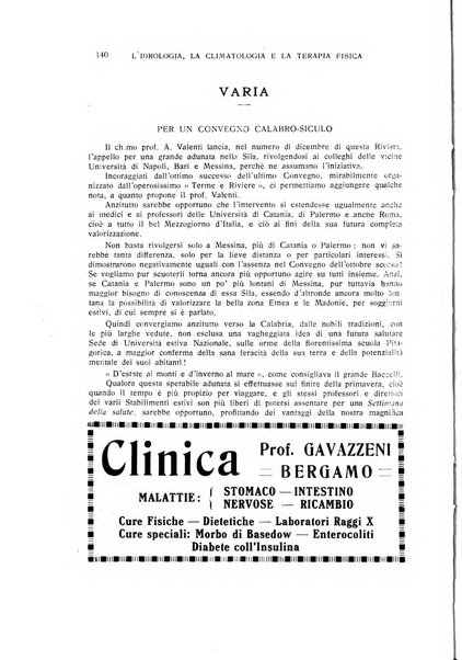 Rivista di idrologia, climatologia e terapia fisica periodico mensile dell'Associazione medica italiana di idrologia, climatologia e terapia fisica