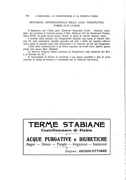 Rivista di idrologia, climatologia e terapia fisica periodico mensile dell'Associazione medica italiana di idrologia, climatologia e terapia fisica