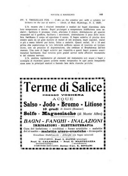 Rivista di idrologia, climatologia e terapia fisica periodico mensile dell'Associazione medica italiana di idrologia, climatologia e terapia fisica