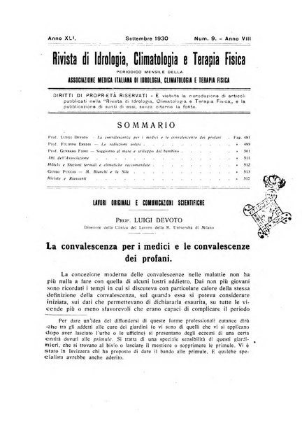 Rivista di idrologia, climatologia e terapia fisica periodico mensile dell'Associazione medica italiana di idrologia, climatologia e terapia fisica