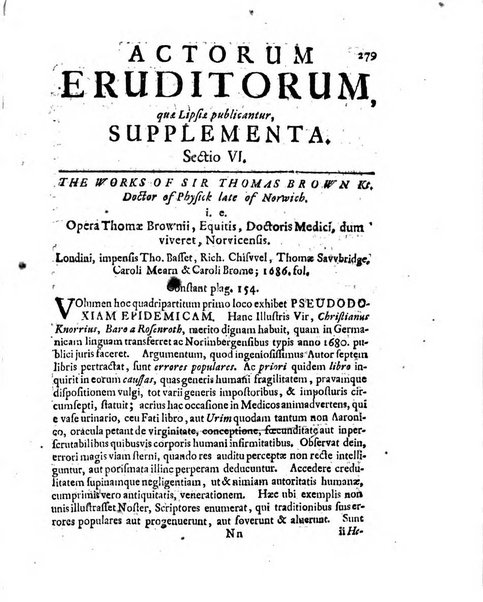 Actorum eruditorum quae Lipsiae publicantur supplementa