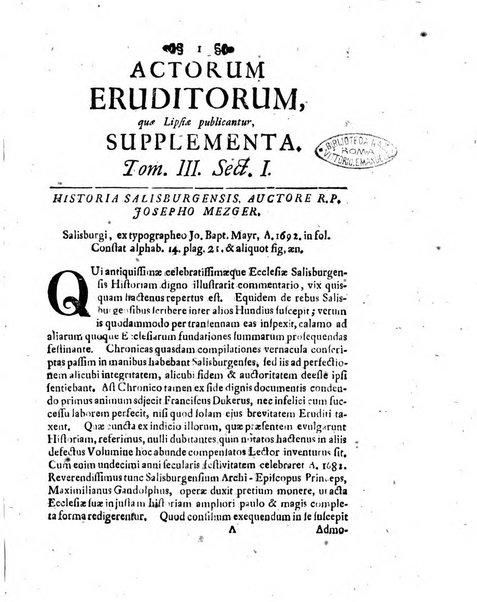 Actorum eruditorum quae Lipsiae publicantur supplementa