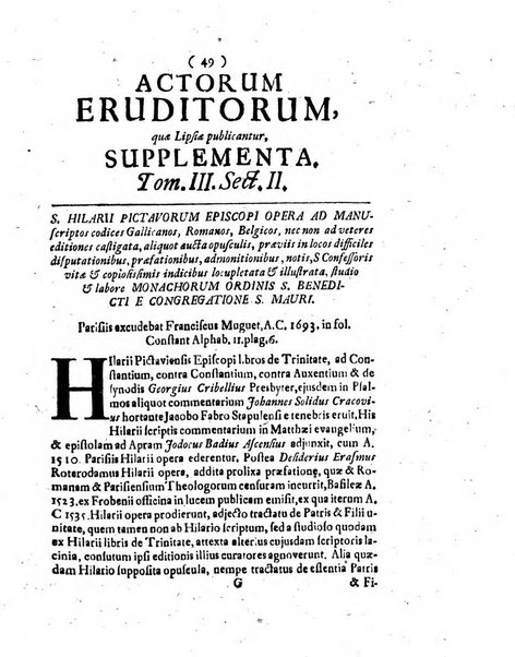 Actorum eruditorum quae Lipsiae publicantur supplementa