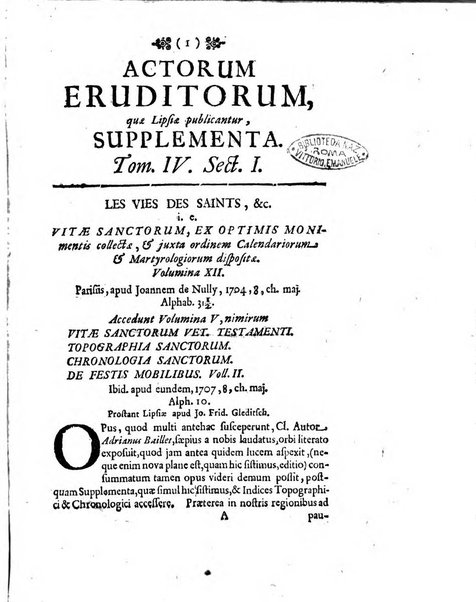 Actorum eruditorum quae Lipsiae publicantur supplementa