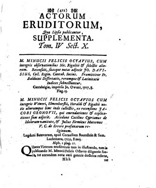 Actorum eruditorum quae Lipsiae publicantur supplementa