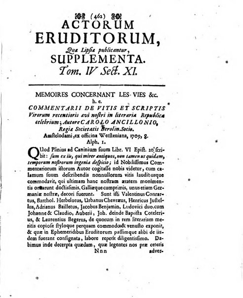 Actorum eruditorum quae Lipsiae publicantur supplementa