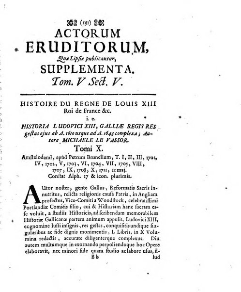 Actorum eruditorum quae Lipsiae publicantur supplementa