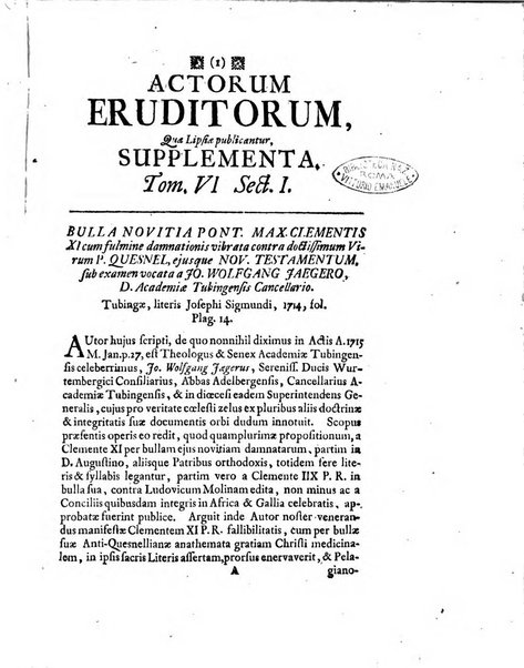 Actorum eruditorum quae Lipsiae publicantur supplementa