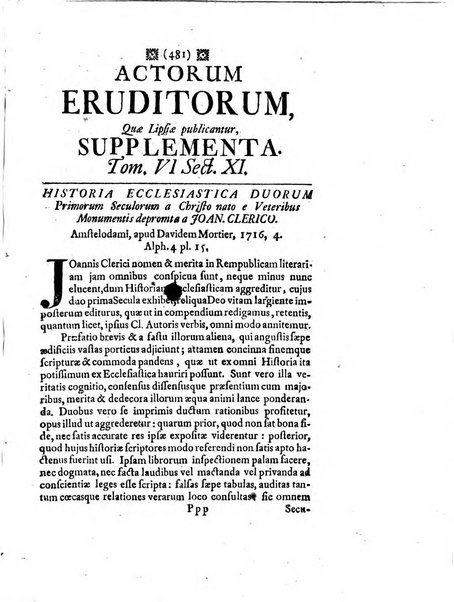 Actorum eruditorum quae Lipsiae publicantur supplementa