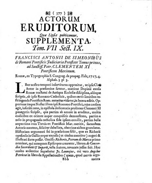 Actorum eruditorum quae Lipsiae publicantur supplementa