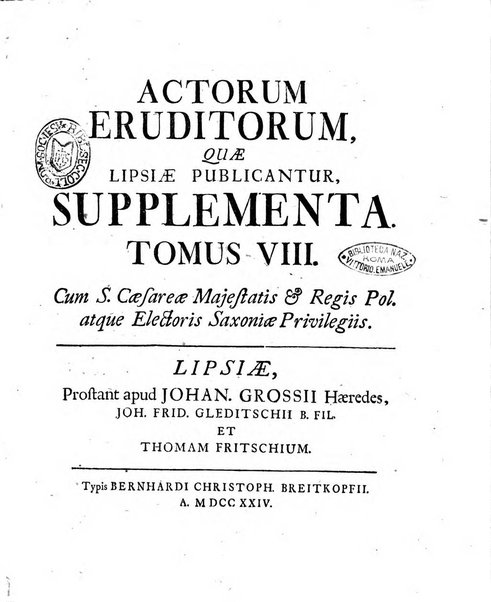 Actorum eruditorum quae Lipsiae publicantur supplementa