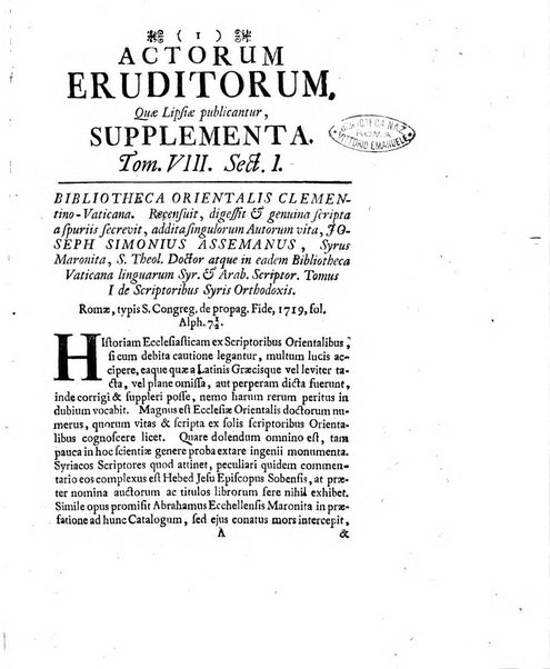 Actorum eruditorum quae Lipsiae publicantur supplementa