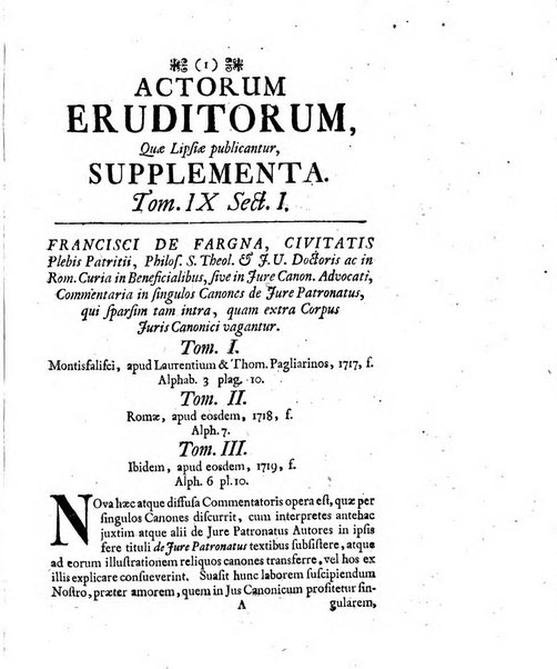 Actorum eruditorum quae Lipsiae publicantur supplementa