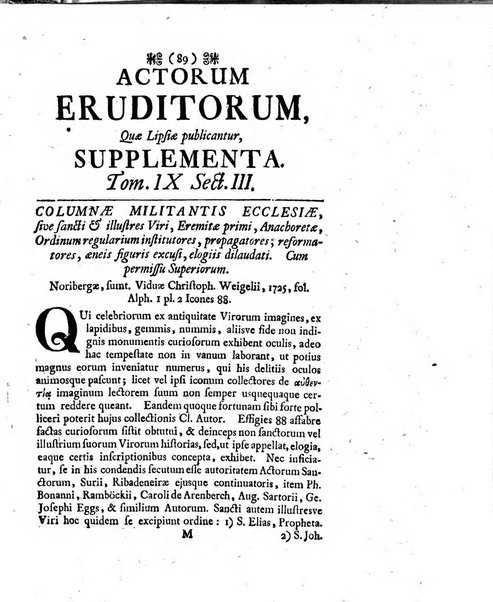 Actorum eruditorum quae Lipsiae publicantur supplementa