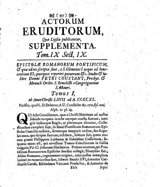 Actorum eruditorum quae Lipsiae publicantur supplementa