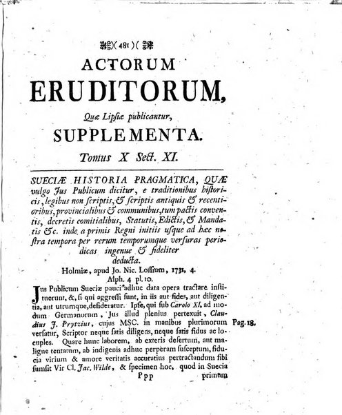 Actorum eruditorum quae Lipsiae publicantur supplementa