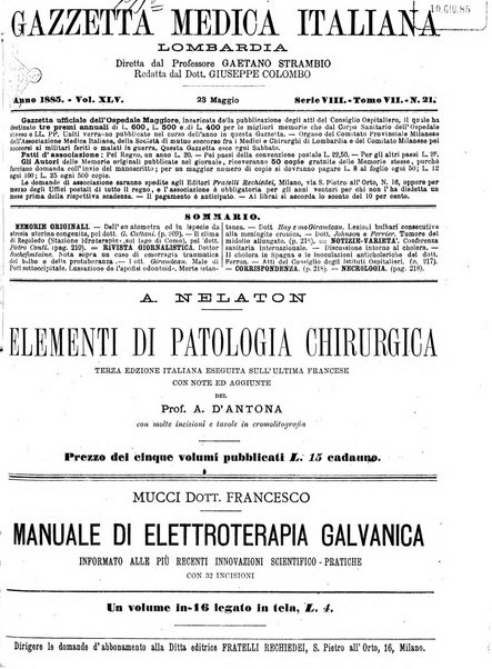 Gazzetta medica italiana Lombardia