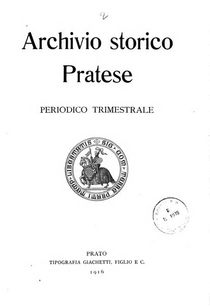 Archivio storico pratese periodico trimestrale