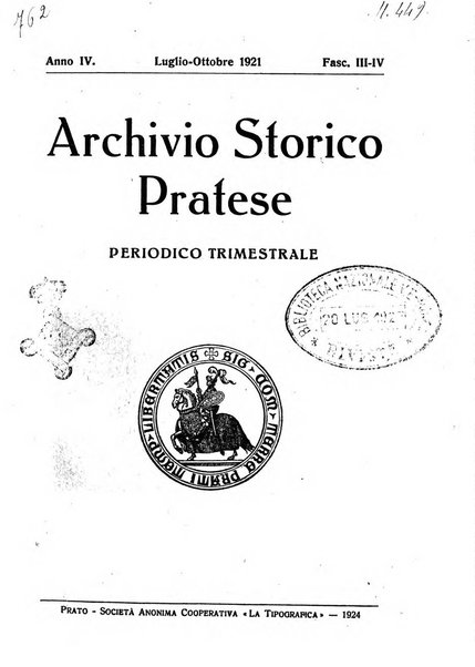 Archivio storico pratese periodico trimestrale