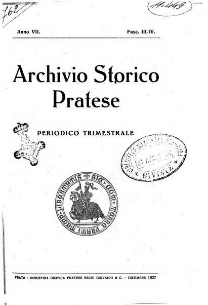 Archivio storico pratese periodico trimestrale