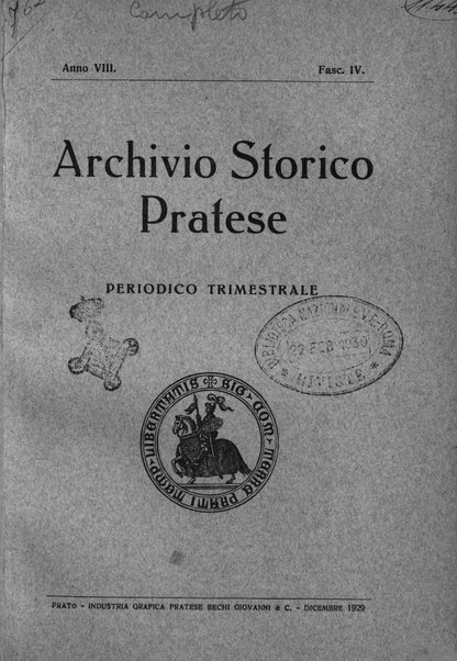 Archivio storico pratese periodico trimestrale