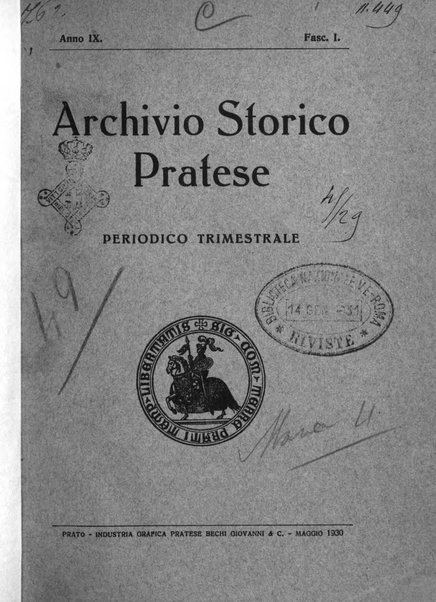 Archivio storico pratese periodico trimestrale