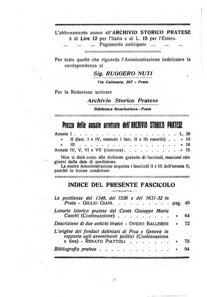 Archivio storico pratese periodico trimestrale