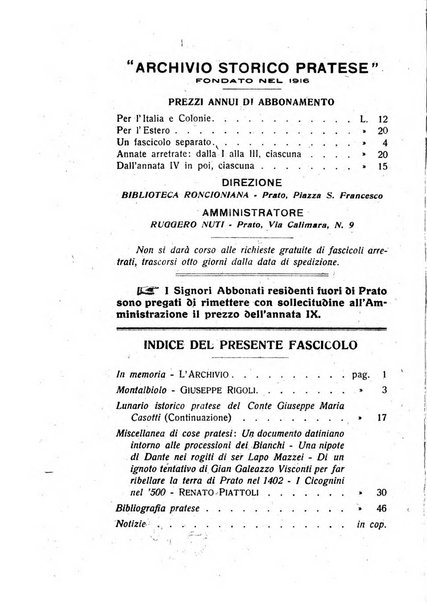 Archivio storico pratese periodico trimestrale