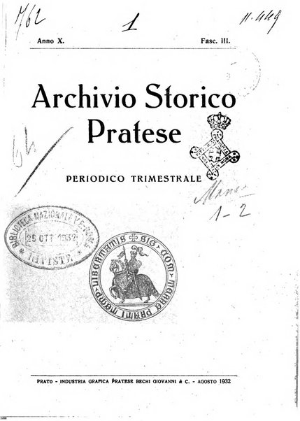 Archivio storico pratese periodico trimestrale