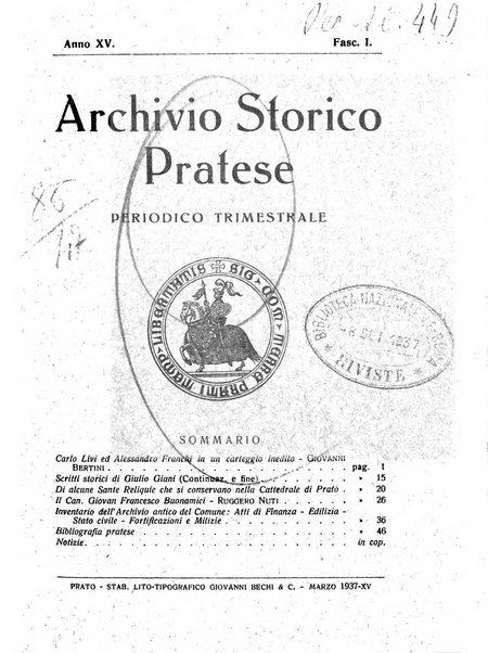 Archivio storico pratese periodico trimestrale