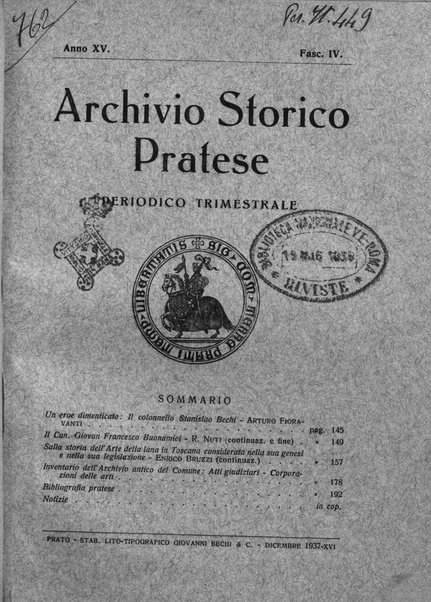 Archivio storico pratese periodico trimestrale