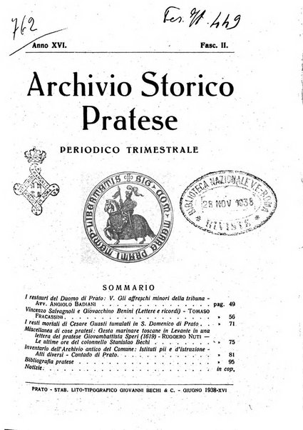 Archivio storico pratese periodico trimestrale