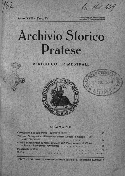 Archivio storico pratese periodico trimestrale