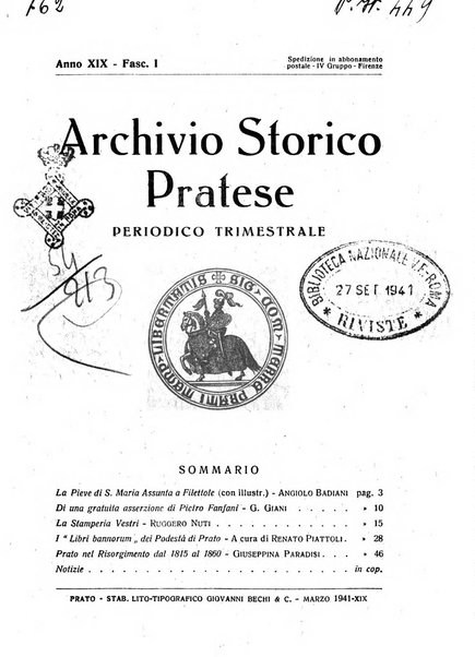 Archivio storico pratese periodico trimestrale