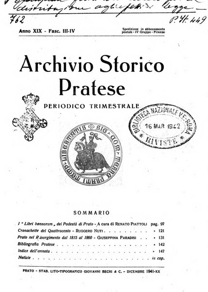 Archivio storico pratese periodico trimestrale