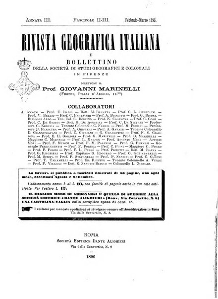 Rivista geografica italiana e Bollettino della Societa di studi geografici e coloniali in Firenze