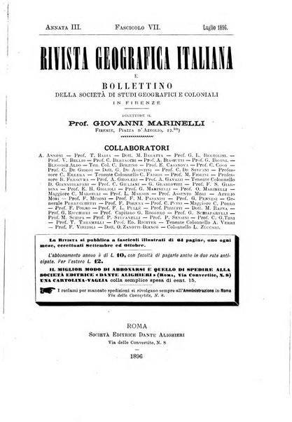 Rivista geografica italiana e Bollettino della Societa di studi geografici e coloniali in Firenze