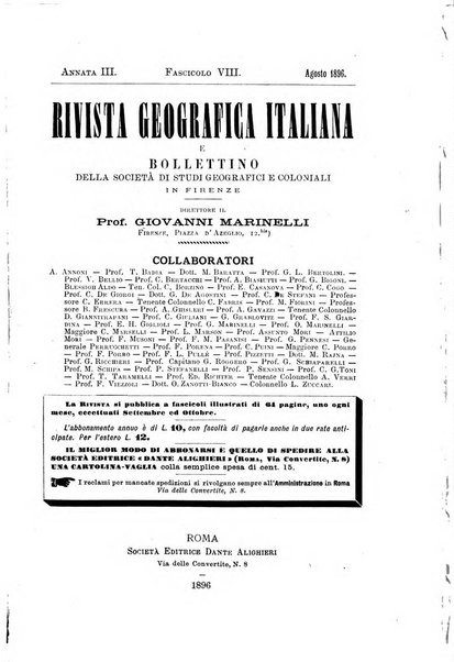 Rivista geografica italiana e Bollettino della Societa di studi geografici e coloniali in Firenze