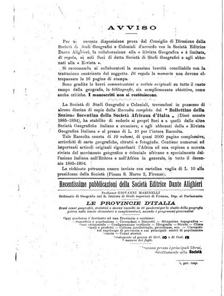 Rivista geografica italiana e Bollettino della Societa di studi geografici e coloniali in Firenze