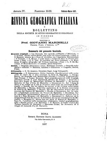 Rivista geografica italiana e Bollettino della Societa di studi geografici e coloniali in Firenze