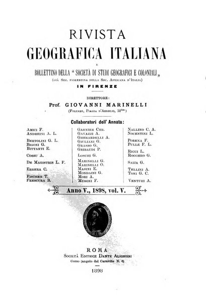 Rivista geografica italiana e Bollettino della Societa di studi geografici e coloniali in Firenze