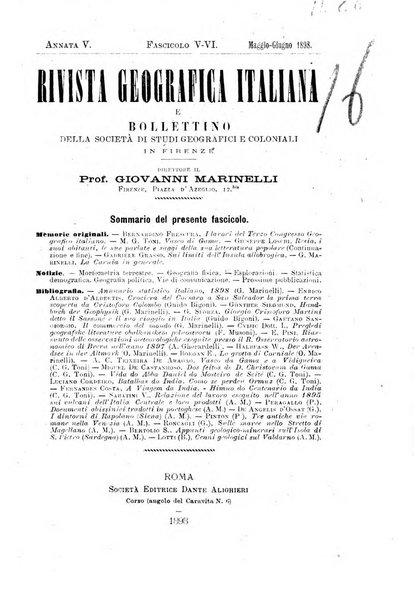 Rivista geografica italiana e Bollettino della Societa di studi geografici e coloniali in Firenze