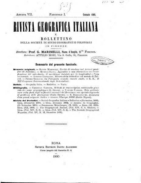 Rivista geografica italiana e Bollettino della Societa di studi geografici e coloniali in Firenze