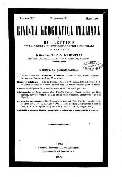 Rivista geografica italiana e Bollettino della Societa di studi geografici e coloniali in Firenze