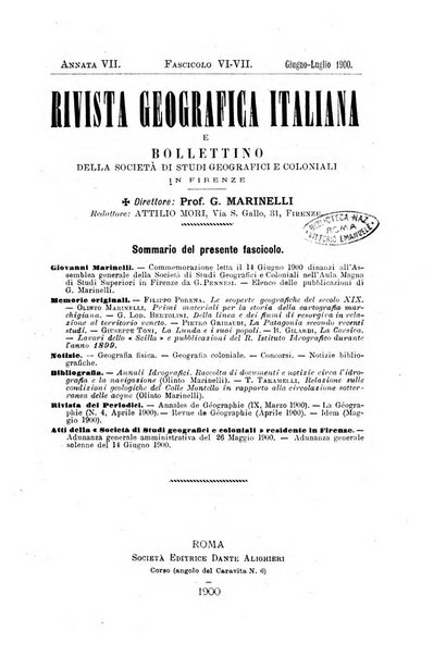 Rivista geografica italiana e Bollettino della Societa di studi geografici e coloniali in Firenze