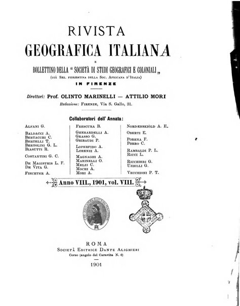 Rivista geografica italiana e Bollettino della Societa di studi geografici e coloniali in Firenze