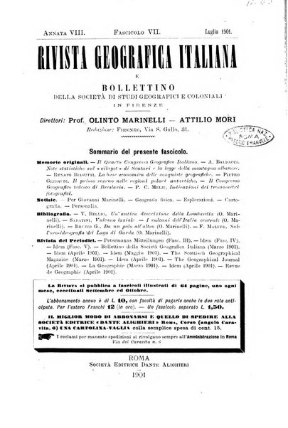 Rivista geografica italiana e Bollettino della Societa di studi geografici e coloniali in Firenze