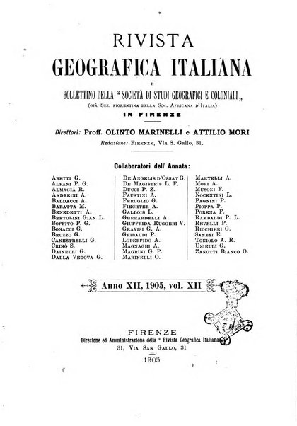 Rivista geografica italiana e Bollettino della Societa di studi geografici e coloniali in Firenze